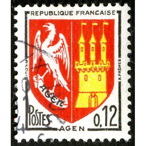 Timbre Oblitéré République Française , Agen , Postes , 0,12