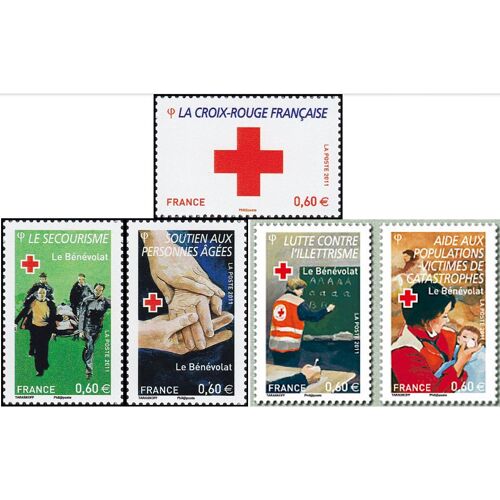 France 2011, Très Belle Série Complète Timbres Neufs** Luxe Yvert 4621 À 4625, Au Profit De La Croix Rouge, Le Bénévolat.