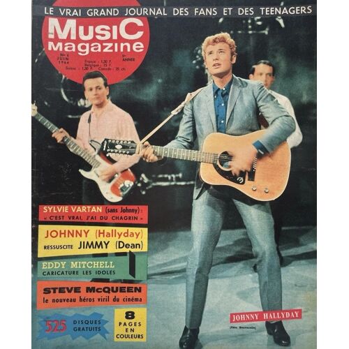 Music Magazine 6 1964 Johnny Hallyday Sylvie Vartan/Les Fourmost/Lucky Blondo/Alain Barriere/Cris Carol/Sacha Distel/Dick Rivers/Steve Mc Queen/Ricet Barrier/Mitchell/Sheila (Petit)