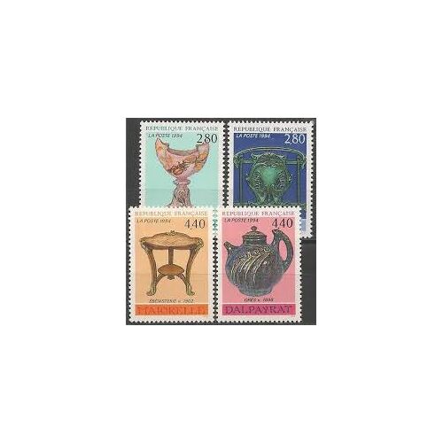 Arts Décoratifs : Verrerie Gallé, Fonte De Guimard, Ébénisterie De Majorelle, Céramique De Dalpayrat Série Complète Année 1994 N° 2854 2855 2856 2857 Yvert Et Tellier Luxe