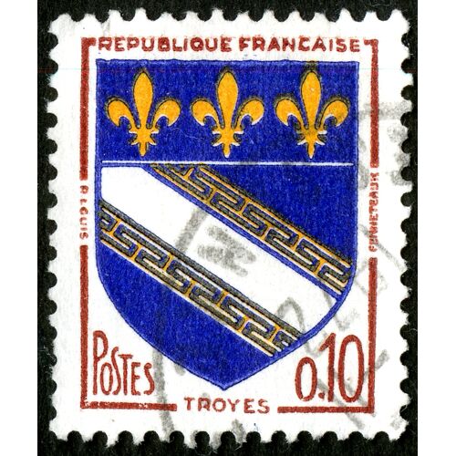Timbre Oblitéré République Française , Troyes , Postes , 0,10
