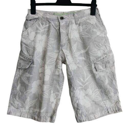 Short Cargo Gris A Fleurs Blanches. Jules. Coton. Taille 40