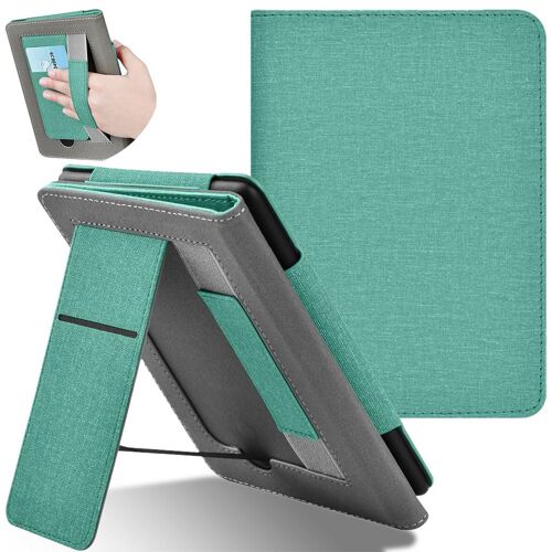Étui pour Kindle Paperwhite 12e génération avec support - Vert, compatible avec les modèles 7 pouces, cuir PU résistant à l'eau