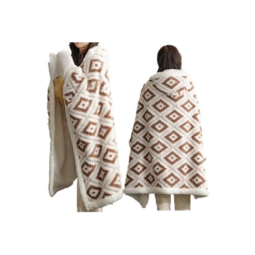 Couverture À Capuche Avec Gants, Jeté Réversible Tout Doux, Couverture D'hiver En Peluche Jacquard, 150 X 100 Cm