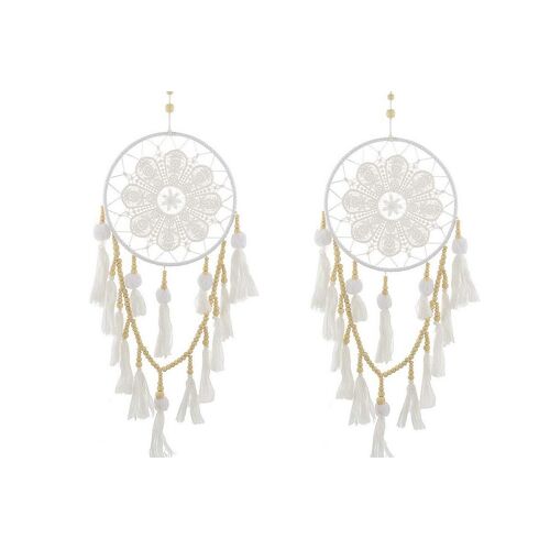 Attrape-rêves bohème fait main avec pompons, décoration murale, anneau de 20 cm de diamètre