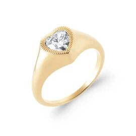 Bague Cristal C?Ur Blanc En Plaqué Or 18 Carats 750/000 T50 À 62 Doré - 60