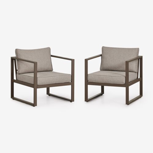 Pack De 2 Fauteuils De Jardin En Aluminium Lipov Marron Chocolat