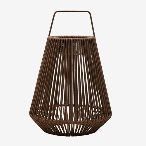 Lampe De Table Solaire Led Sans Fil Pour Extérieur En Fer Et Corde Tressée Liberian Marron Chocolat ¿45 Cm