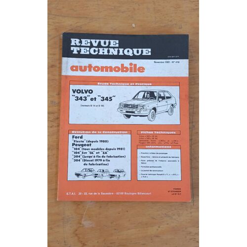 Revue Technique Automobile Numéro 416 Volvo 343 Et 345
