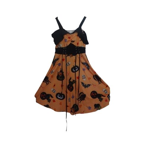 Robe Halloween Orange À Lacets