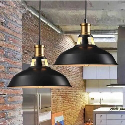 Suspension Industrielle Rétro - Noir - E27 40w - 27cm - Pour Salon Couloir Cuisine