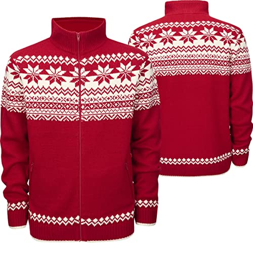 Brandit Norweger Pull Zip, Blanc-Rouge, Taille M Pour Hommes
