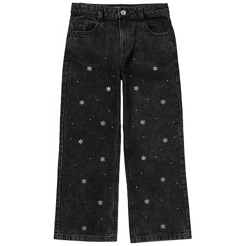 Benetton, Jean Droit Avec Strass, Taille: Xl, Noir, Enfants