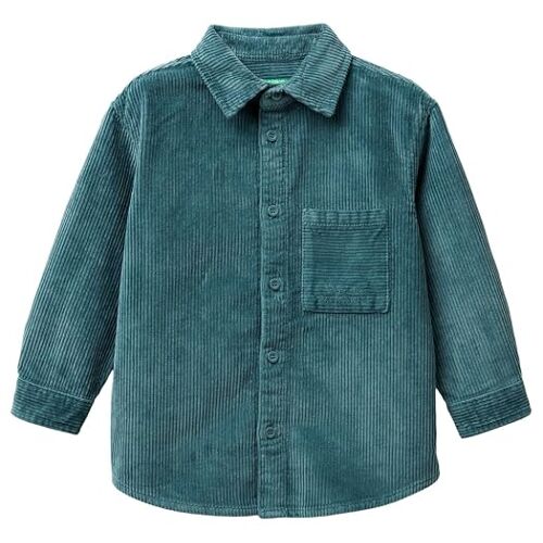 Benetton, Chemise En Velours Avec Poche, Taille: 2-3, Turquoise, Enfants