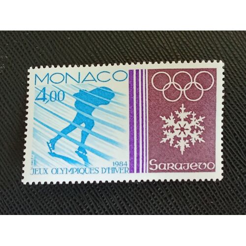 Timbre Monaco Y T 1417 Patinage De Vitesse (Longue Piste), Cristal De Glace 1984 (040610 )