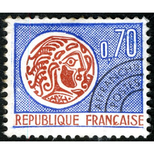 Timbre Oblitéré République Française , Monnaie Gauloise , 0.70