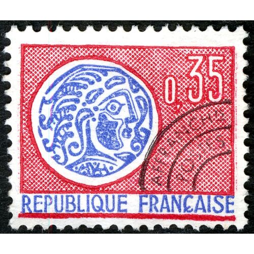 Timbre Oblitéré République Française Monnaie Gauloise 0.35