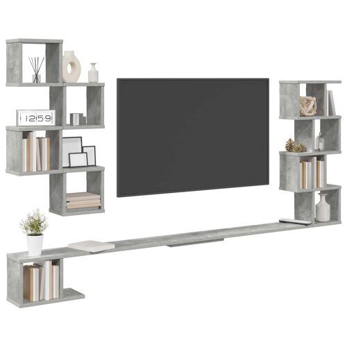 Vidaxl Étagère Murale Pour Téléviseur Gris Béton 200 X 15 X 94 Cm