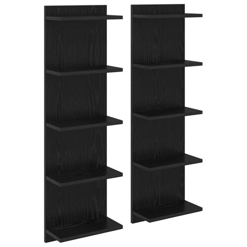 vidaXL Étagère Murale 2 pcs Chêne noir 30 x 15 x 100 cm