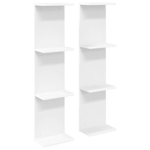 vidaXL Étagère Murale 2 pcs Blanc 25 x 15 x 100 cm Bois d'ingénierie