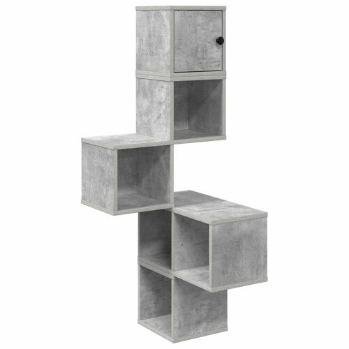 vidaXL Étagère d'angle murale Gris béton 48 x 48 x 120 cm