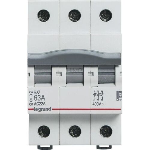 Legrand Interrupteur-sectionneur RX3 419328 3P 63A, Bouton + interrupteur