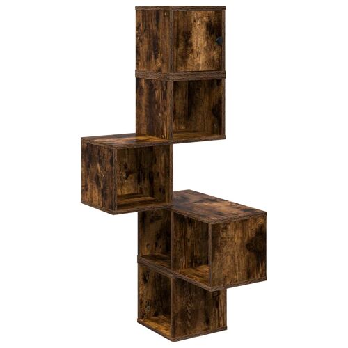 vidaXL Étagère d'angle murale Chêne fumé 48 x 48 x 120 cm