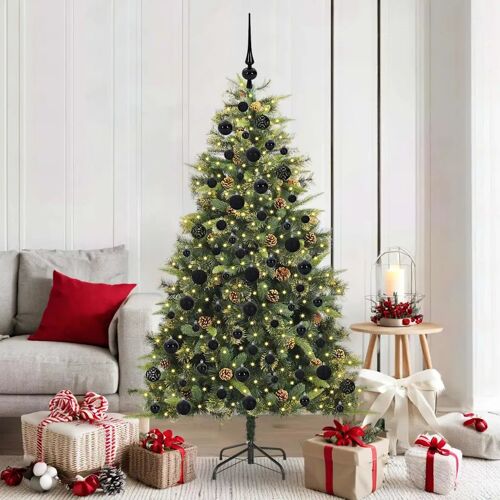 vidaXL Sapin de Noël artificiel avec branches pliables et cônes 180 cm