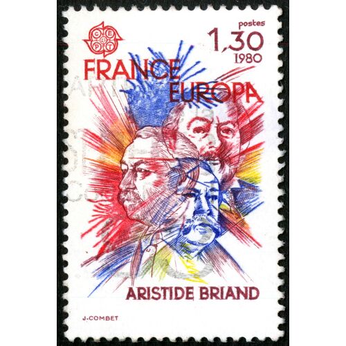 Timbre Oblitéré France , Europa Cept , Aristide Briand , Postes 1980 , 1.30
