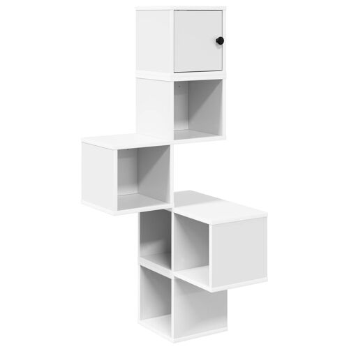 vidaXL Étagère d'angle murale Blanc 48 x 48 x 120 cm Bois d'ingénierie