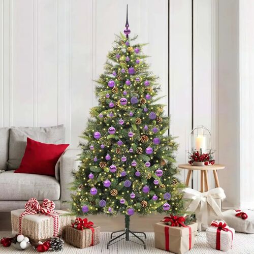 vidaXL Sapin de Noël artificiel avec branches pliables et cônes 180 cm
