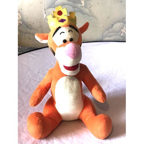 Petit Tigrou Tigre Orange Roi Couronne Jaunes Pierres Précieuses Tête Peluche Petits Enfants Bébés