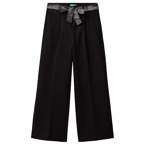 Benetton, Pantalon Élégant Avec Ceinture, Taille: M, Noir, Enfants