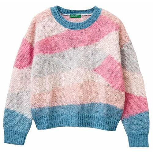 Benetton, Pull En Laine Mélangée À Motifs, Taille: M, Turquoise, Enfants