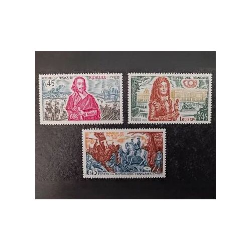 Histoire De France : Richelieu, Louis Xiv, Bataille De Fontenoy Série Complète Année 1970 N° 1655 1656 1657 Yvert Et Tellier Luxe