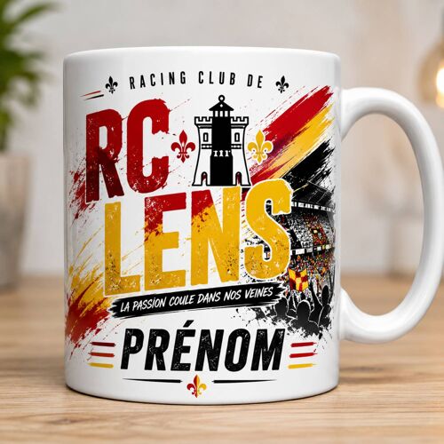 Mug Rc Lens Personnalisé Avec Prénom ¿ Cadeau Supporter Racing Club De Lens