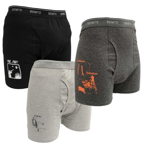 Lot 3 Boxers Humour Ceinture Élastique Coton Doublé M À 3xl