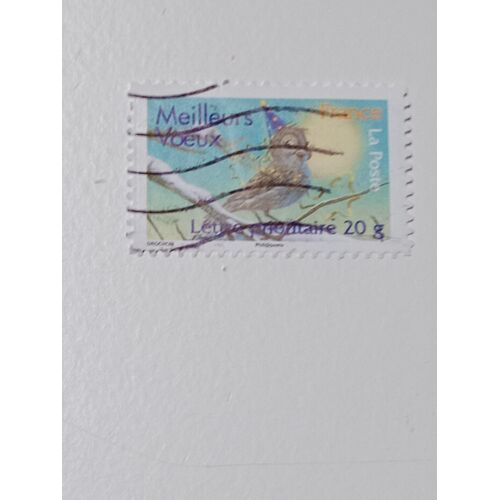 Timbre France Lettre 20g Oblitéré Yvert N° 4121 Meilleurs Voeux Oiseau Avec Chapeau De Fete De 2007