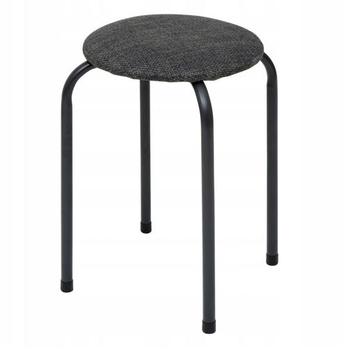 Tabouret d'appoint en métal et tissu chiné FLEXY - Gris foncé