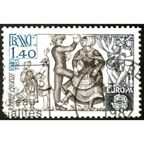 Timbre Oblitéré France , Europa Cept , Bourrée Croisée , Postes 1981 , 1.40