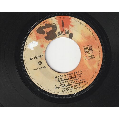 45 Ep Eddy Mitchell Be Bop A Lula - Ce Diable Noir - Oui Je T'Aime Je Ne Pense Qu'À L'Amour Barclay70506 1963