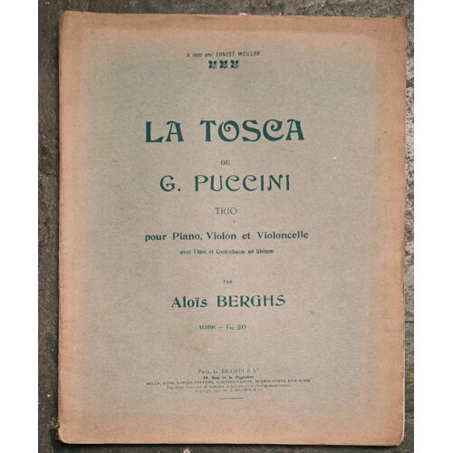 Partition Ancienne 1911 – La Tosca – Giacomo Puccini – Trio Piano, Violon, Violoncelle – Ricordi - Alois Berghs