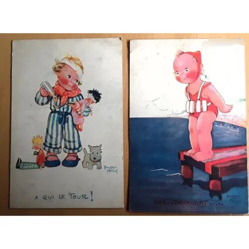 Lot De 2 Cartes Illustré Humour Par Béatrice Mallet