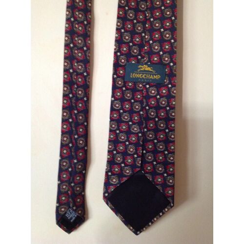 Cravate Longchamp Avec Motifs 100% Soie Vintage