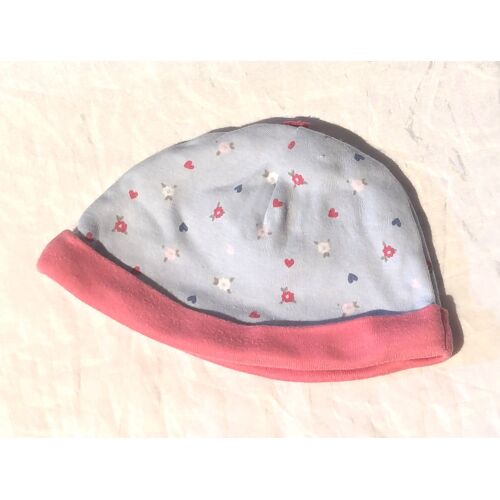 Bonnet Bleu Petites Fleurs C?urs Bandeau Inférieur Rose Vêtement Accessoire Petits Enfants Bébés