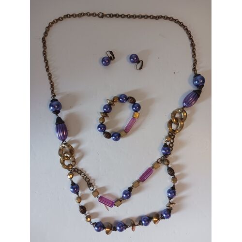 Parure Sautoir + Bracelet + Boucles D’Oreille