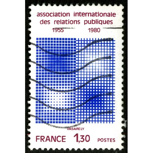 Timbre Oblitéré France , Association Internationale Des Relations Publiques 1955-1980, Vasarely , Postes , 1,30