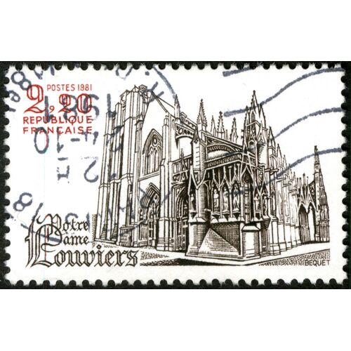 Timbre Oblitéré République Française , Notre Dame Louviers , Postes 1981 , 2.20