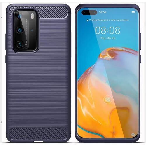 KALANKA-Coque pour Huawei P40, Huawei P 40 ANA-NX9, ANA-LX4, coque de téléphone ultra fine avec absorption des chocs en fibre de carbone TPU coque de protection pour Huawei P40 Bleu marine