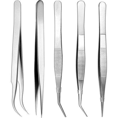Kalanka-5 Pcs Pince De Precision, Pinces De Précision En Acier Inoxydable, Pincettes Pointes Rondes Et Incurvées, Pince Modelisme Maquette Miniature, Pince À Epiler Pour Diy Cuisine Couture(5 Longueu-Kalanka